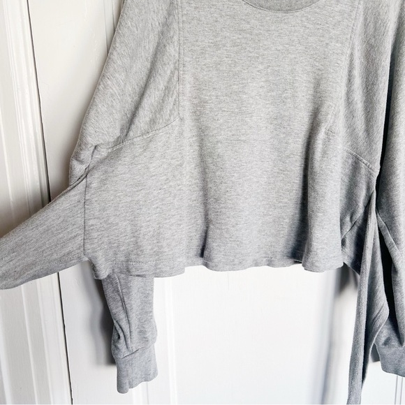 ALC • Atlas Tie-Front Sweatshirt grey terry knit dolman sleeve wrap waist - Picture 7 of 13